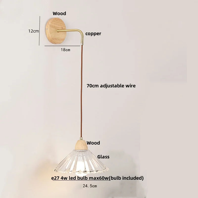DecorBites™ Clear Glass LED Wall Light with Pull Chain Switch