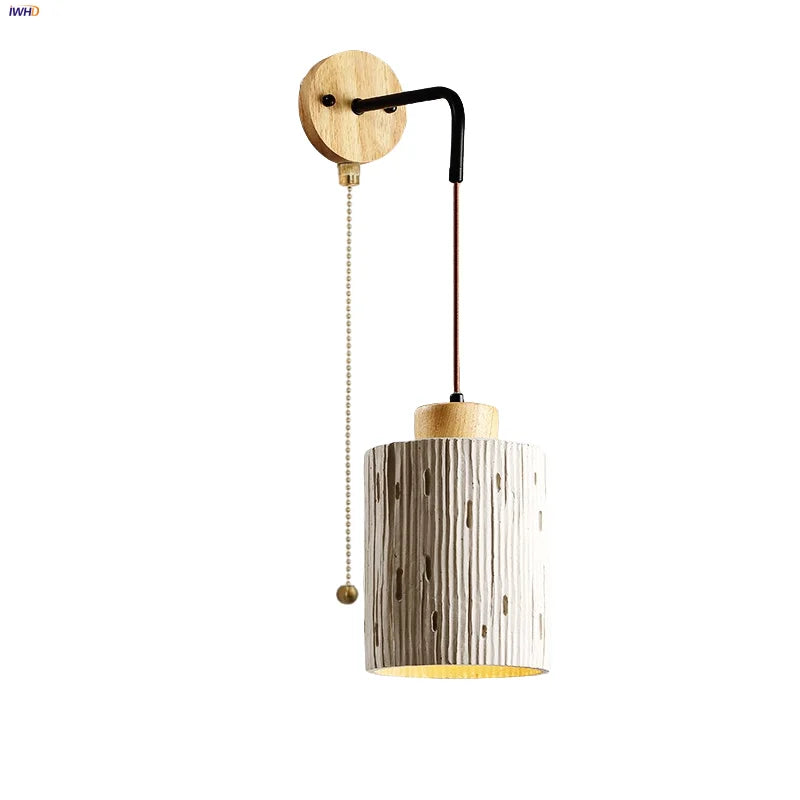 DecorBites™ Japanese Style LED Wood Wall Light with Pull Chain Switch for Bedroom and Restaurant