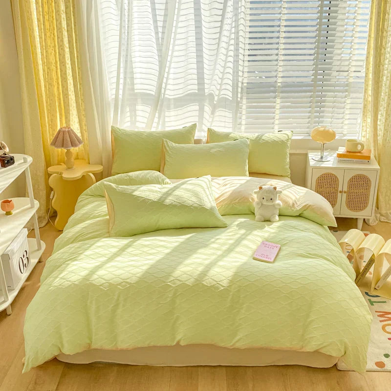 DecorBites™ Fresh Bubble Yarn Fabric Bedding Set - Soft, Breathable Duvet Cover with Sheet