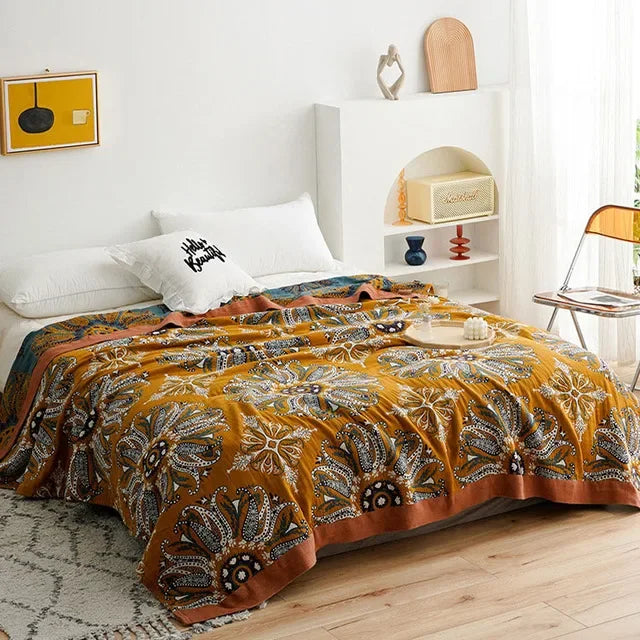 DecorBites™ Cotton Summer Throw Blanket – Breathable & Soft Nordic Quilt