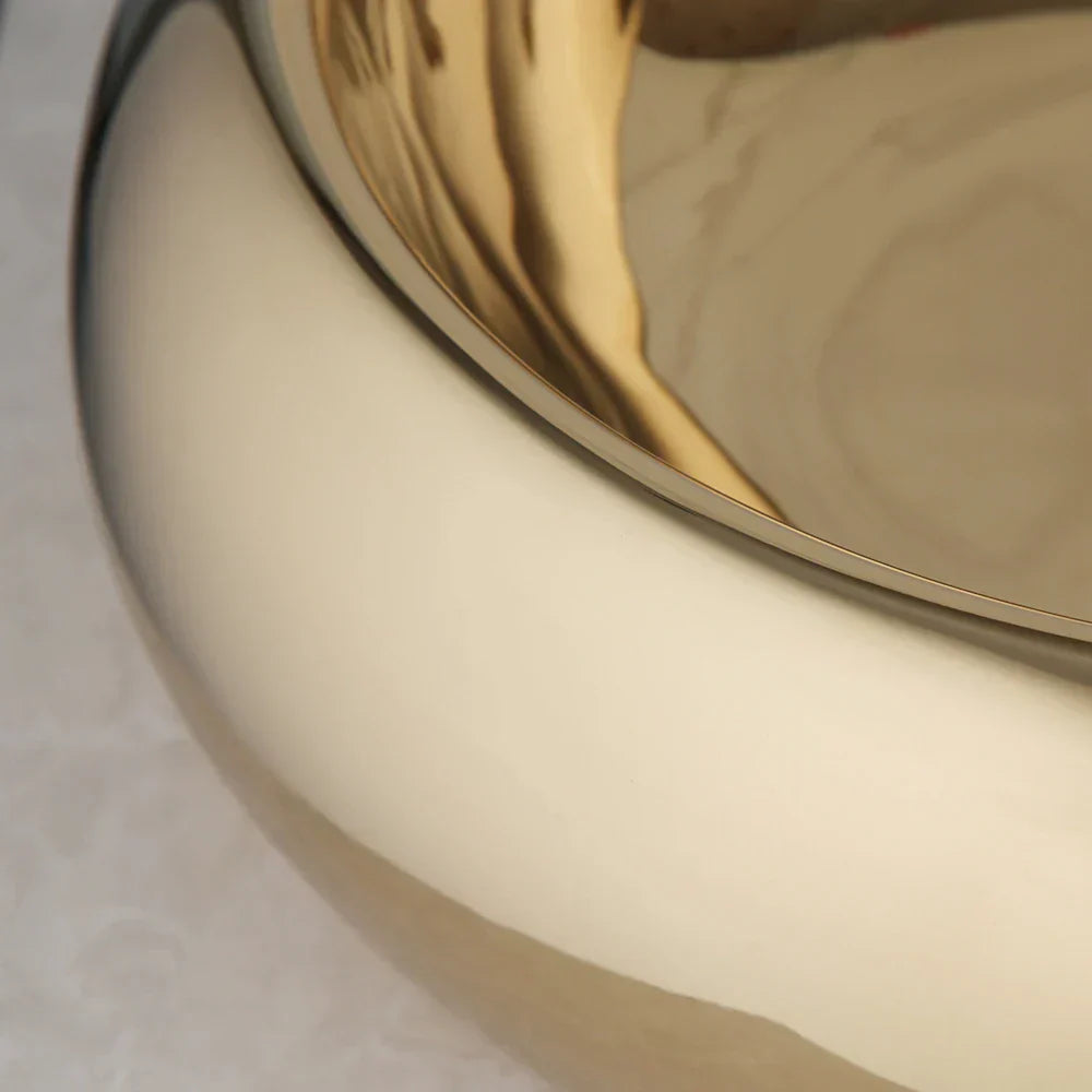 DecorBites™ Golden Plated Round Ceramic Luxury Bath Mixer Set with Brass Faucet & Pop Drain