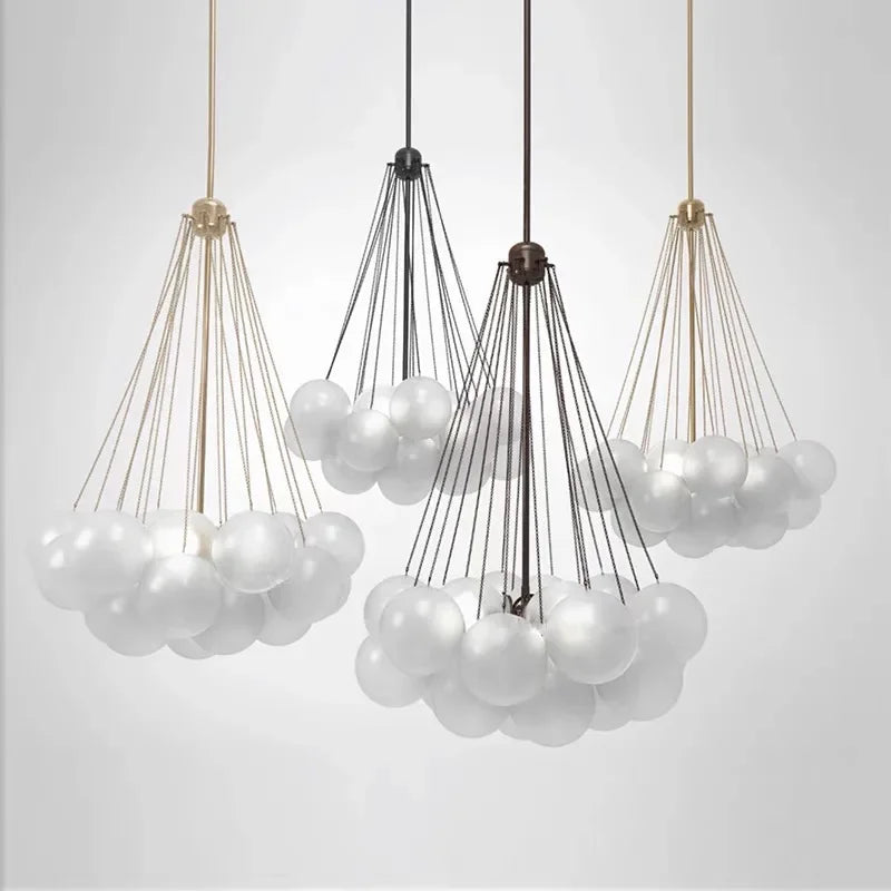 ثريا كرات زجاجية من DecorBites™ بإضاءة LED لغرفة المعيشة العصرية، مصباح معلق بتصميم فقاعي على الطراز الاسكندنافي