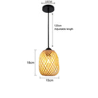 Japanese Bamboo Woven Pendant Light in Natural Finish