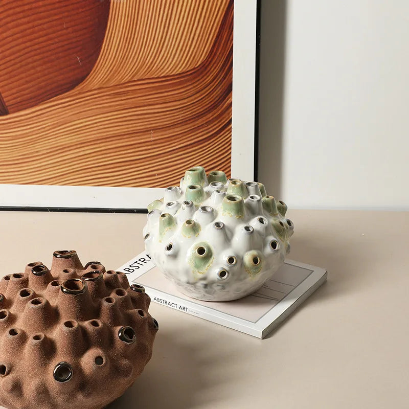 DecorBites™ Coral Ball Ceramic Ornaments: Coarse Pottery Artworks for Stylish Home Décor