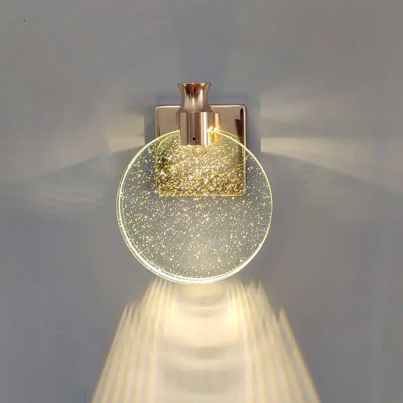 DecorBites™ Crystal Glass Gold LED Wall Lamp for Modern Luxury Lighting in Living Bedroom Bedside Aisle