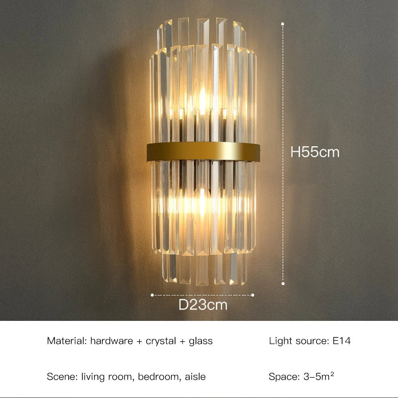 أضواء جدارية كريستالية LED من DecorBites™: أضواء جدارية ذهبية أنيقة لديكور المنزل الفاخر