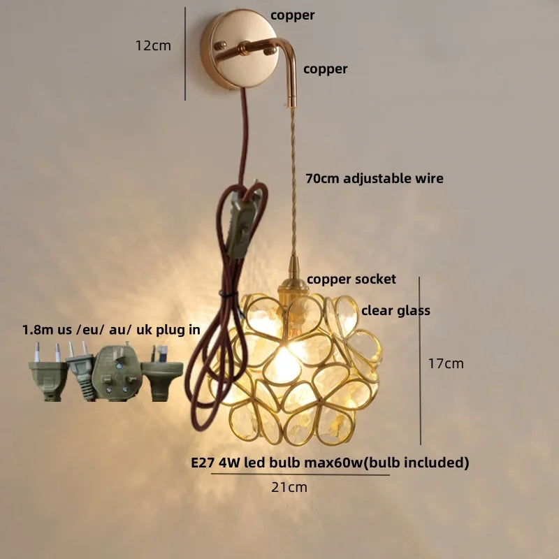 مصابيح جدارية LED من DecorBites™ بزجاج شفاف ومصباح سرير قابل للتعديل على الطراز الاسكندنافي الحديث