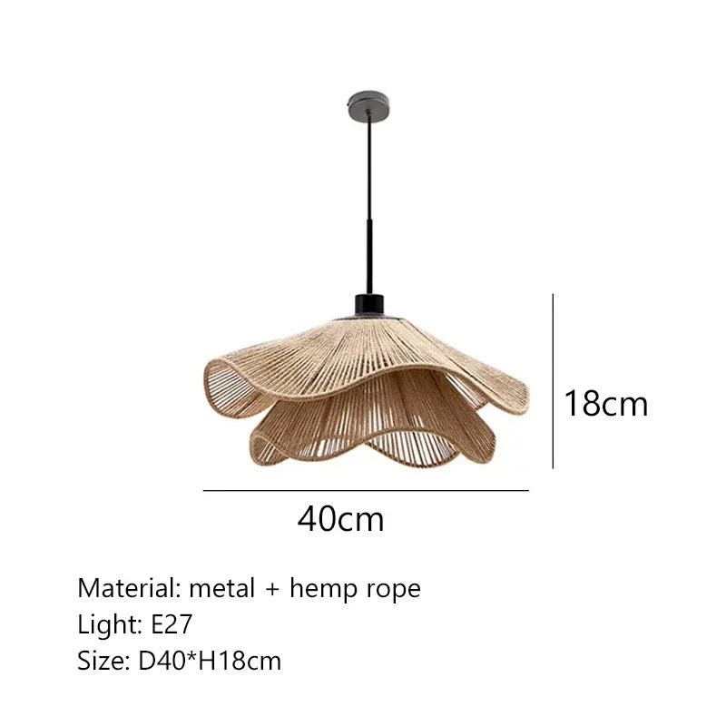 Lustre de plafond en corde de chanvre DecorBites™, suspensions LED minimalistes nordiques pour salle à manger