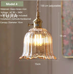 Vintage Amber Glass Pendant Light With Brass Detail