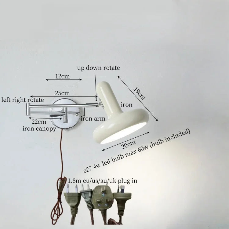 DecorBites™ Cream Iron Art LED Wall Lamp for Bedroom Living Room Decor