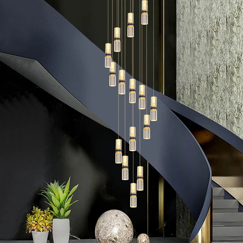 ثريا DecorBites™ الكريستالية العمودية للسلالم، تصميم الفقاعات للمنزل، المطعم، أو البار