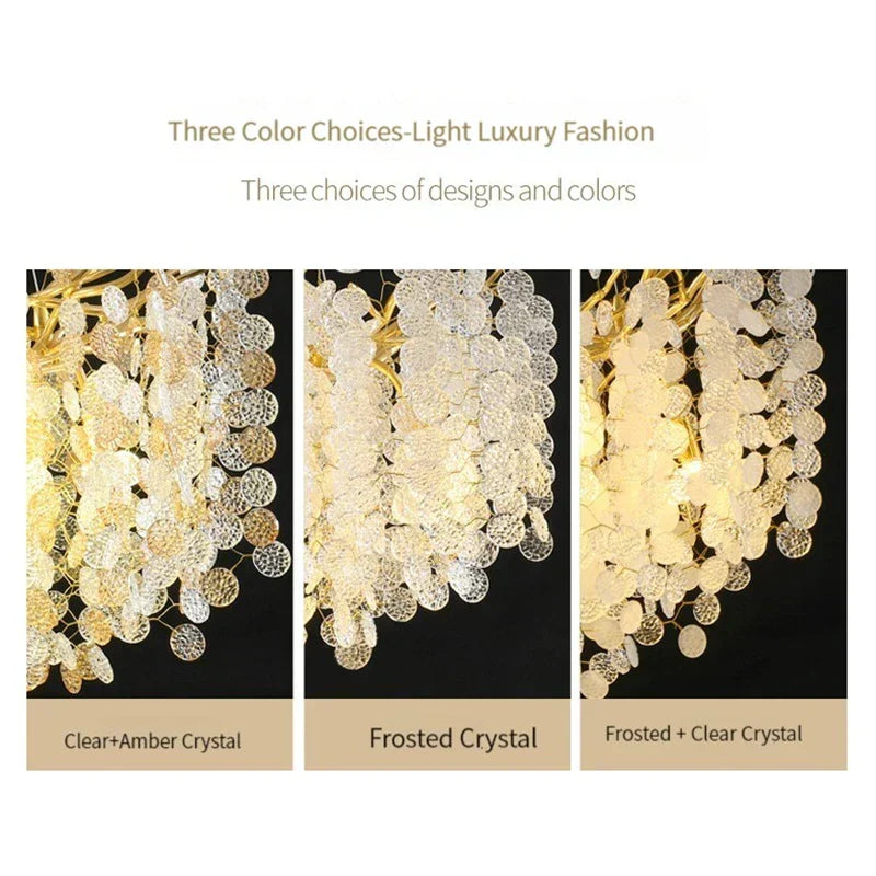 DecorBites™ Crystal LED Chandelier: Luxury Pendant Lamp for Home Decor