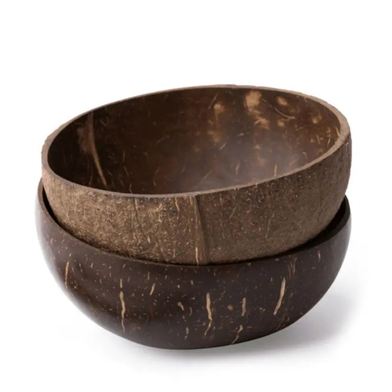 DecorBites™ Coconut Bowl Set with Wooden Spoon: Natural Handmade Tableware for Desserts, Fruits, Salads