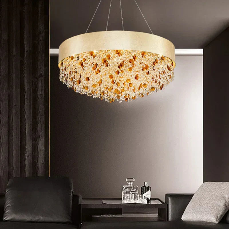 DecorBites™ Circular Crystal Chandelier Pendant Lamp for Living Room, Hotel Lobby, Kitchen Island