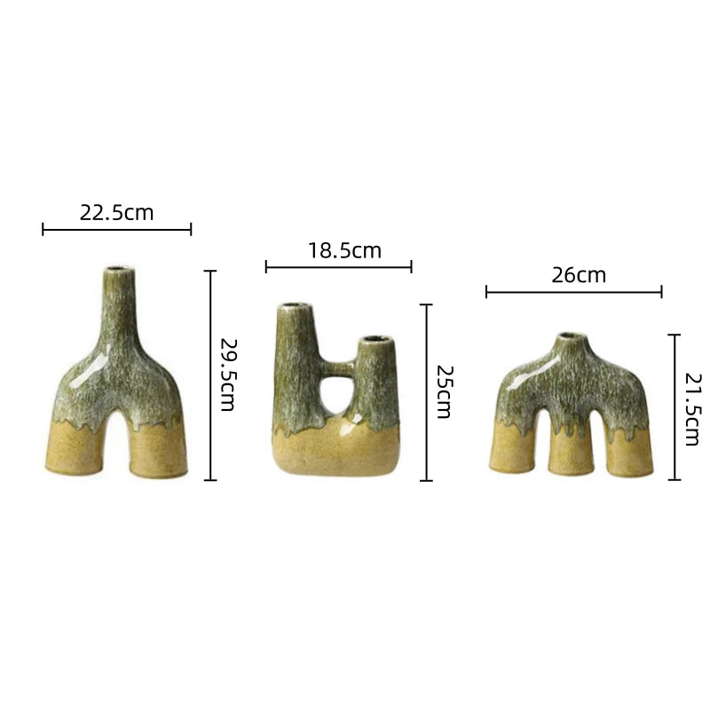 DecorBites™ Abstract Kiln-changing Glaze Ceramic Vase for Home Decor and Floral Arrangement