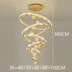 Modern Crystal Ring Staircase Chandelier Pendant Light