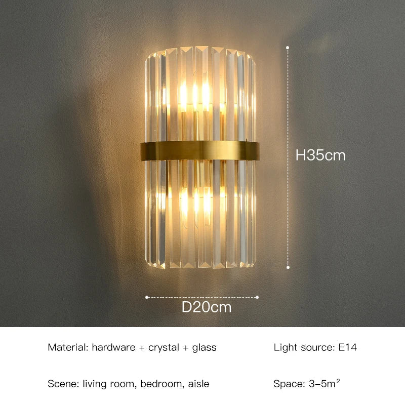 أضواء جدارية كريستالية LED من DecorBites™: أضواء جدارية ذهبية أنيقة لديكور المنزل الفاخر