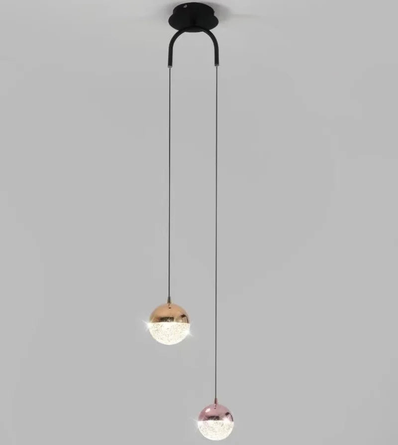 DecorBites™ Double Glass Ball Pendant Light Fixture for Bedroom Ceiling Lighting