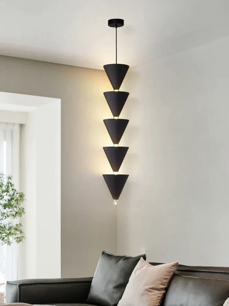 DecorBites™ Cream Bedroom Chandelier: Minimalist Cone Design, Long Line Branches