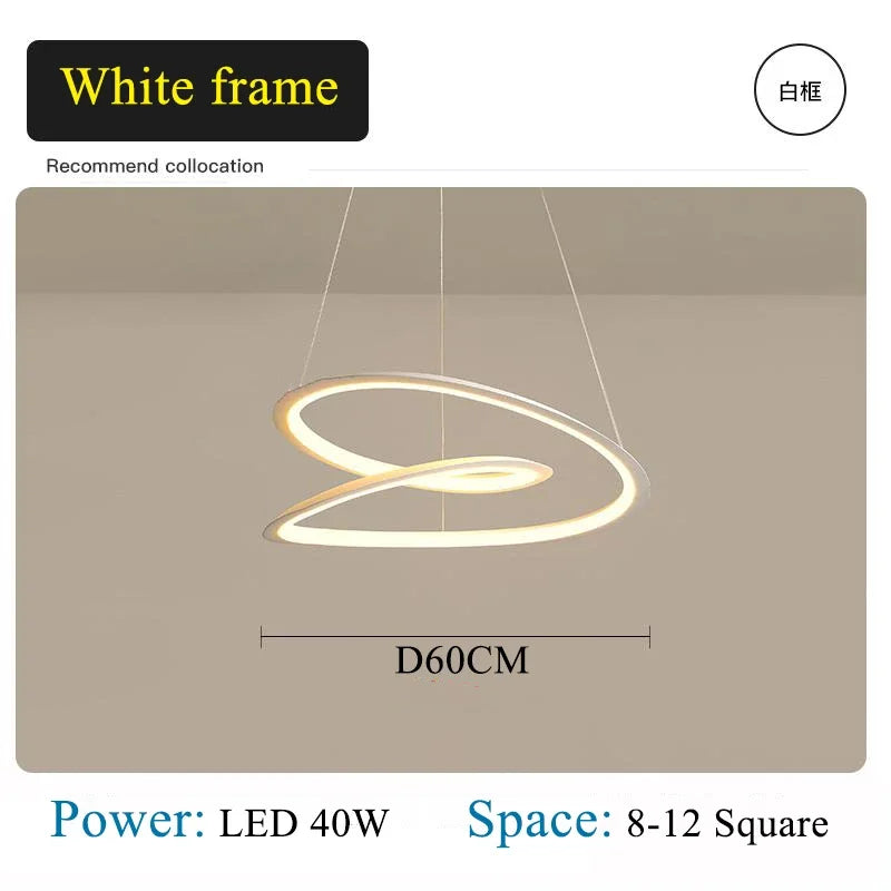 ثريا Kepler LED مستديرة من DecorBites™ لديكور غرفة المعيشة، مصباح معلق أبيض