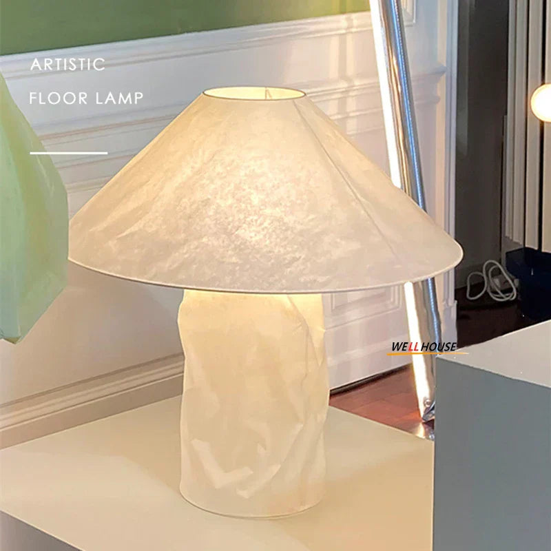 مصباح أرضي ورقي ياباني من DecorBites™: مصباح طاولة LED بتصميم نورديك وروح وابي سابي لغرفة النوم وغرفة المعيشة