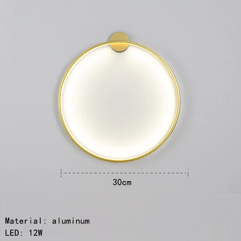DecorBites™ مصباح حائط LED ذهبي أسود على شكل حلقة لغرفة المعيشة وغرفة النوم