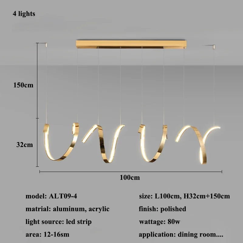 مصابيح معلقة LED غير منتظمة من DecorBites™ باللون الذهبي لإضاءة غرف المعيشة والطعام العصرية