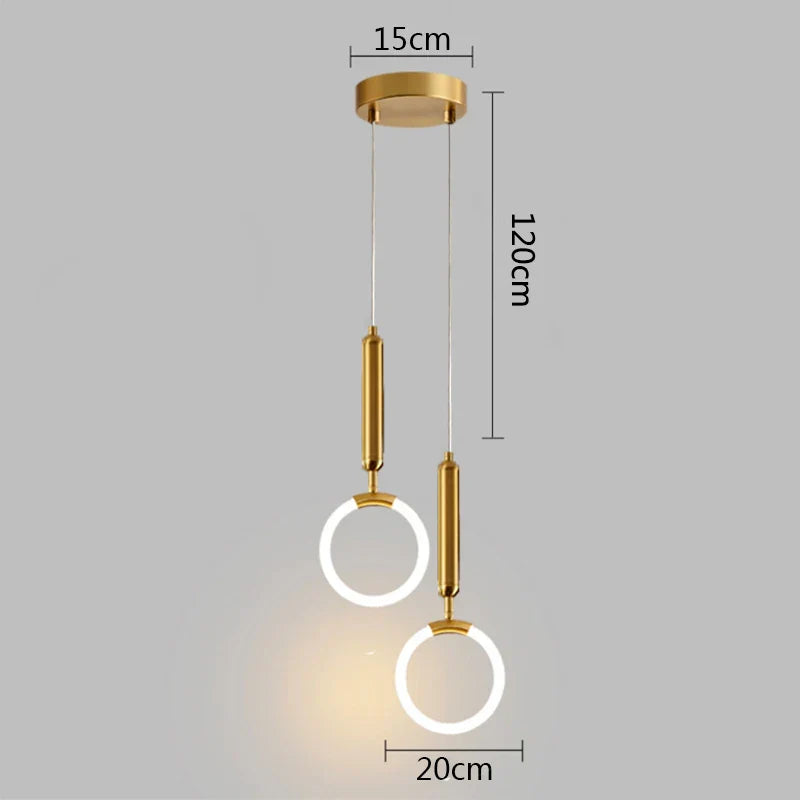 DecorBites™ Gold Ring Pendant Lights Warm White LED U Shape Hanging Lamp