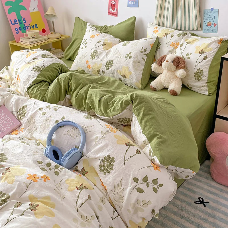 DecorBites™ Cloud Cotton Printed Bedding Sets | Super Soft Quilt Set for School Home Twin King