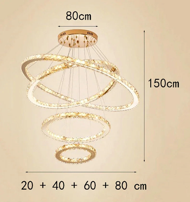 DecorBites™ Crystal Stair Chandelier: Modern Indoor LED Ceiling Hanging Light