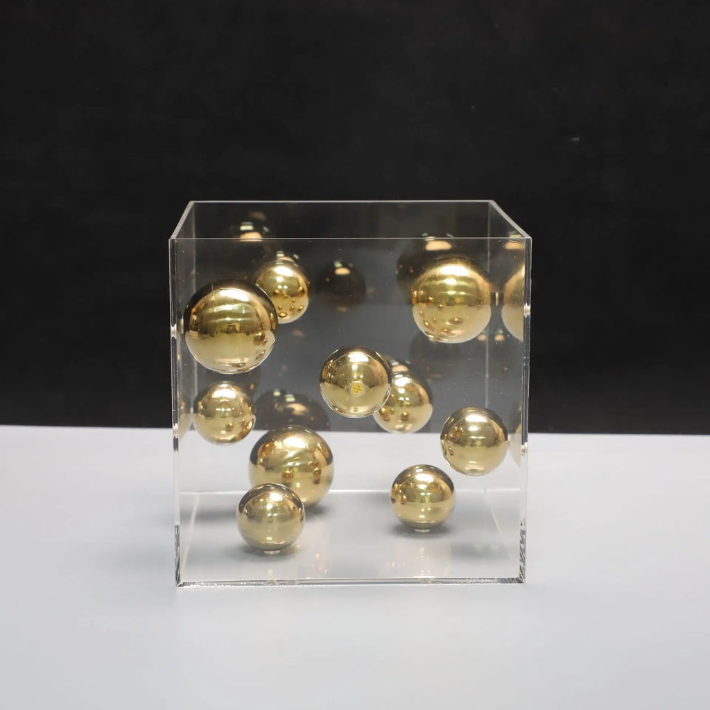 DecorBites™ Abstract Metal Ball Artworks in Transparent Acrylic Container Boxes