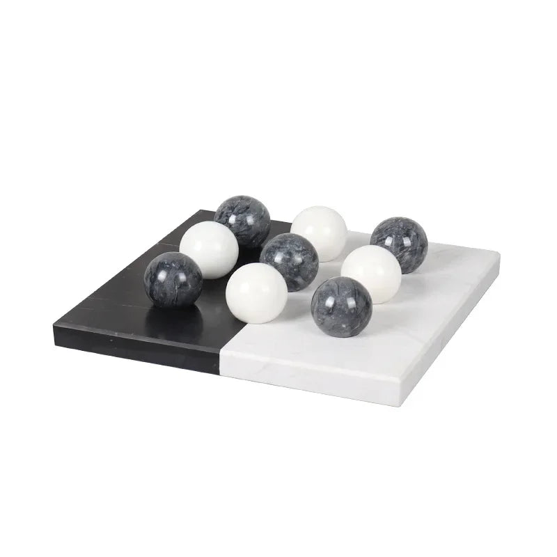 DecorBites™ Geometric Chess Marble Ornament Set for Stylish Home Decor
