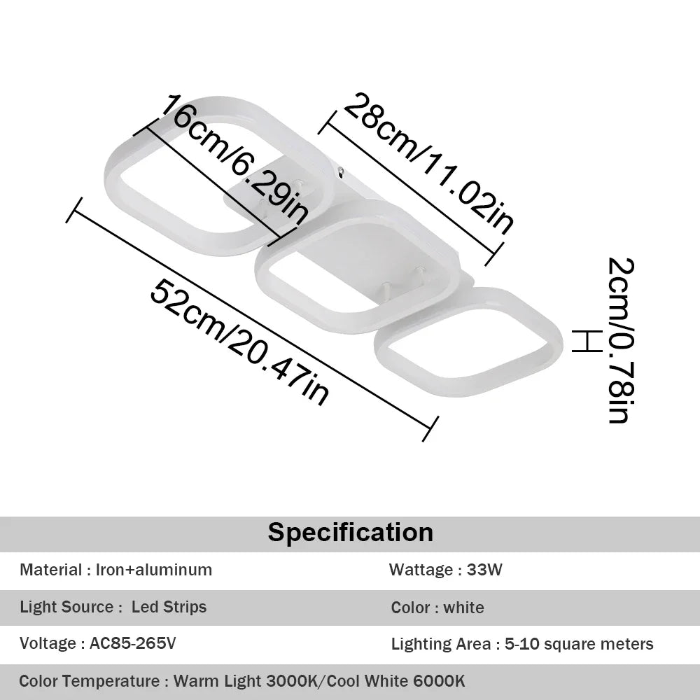 DecorBites™ Acrylic LED Ceiling Lamp: Modern Nordic Chandelier for Living Dining Room & Aisle