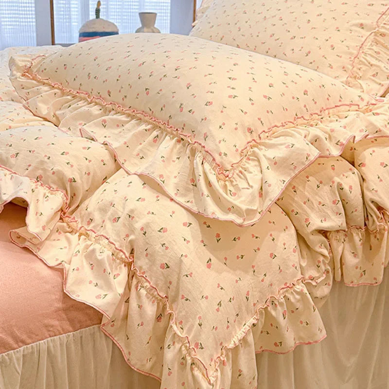 طقم مفروشات دانتيل من DecorBites™: تصميم مطبوع، حجم كوين مفرد، غطاء لحاف مريح، ملاءة مثبتة، كيسان وسادة