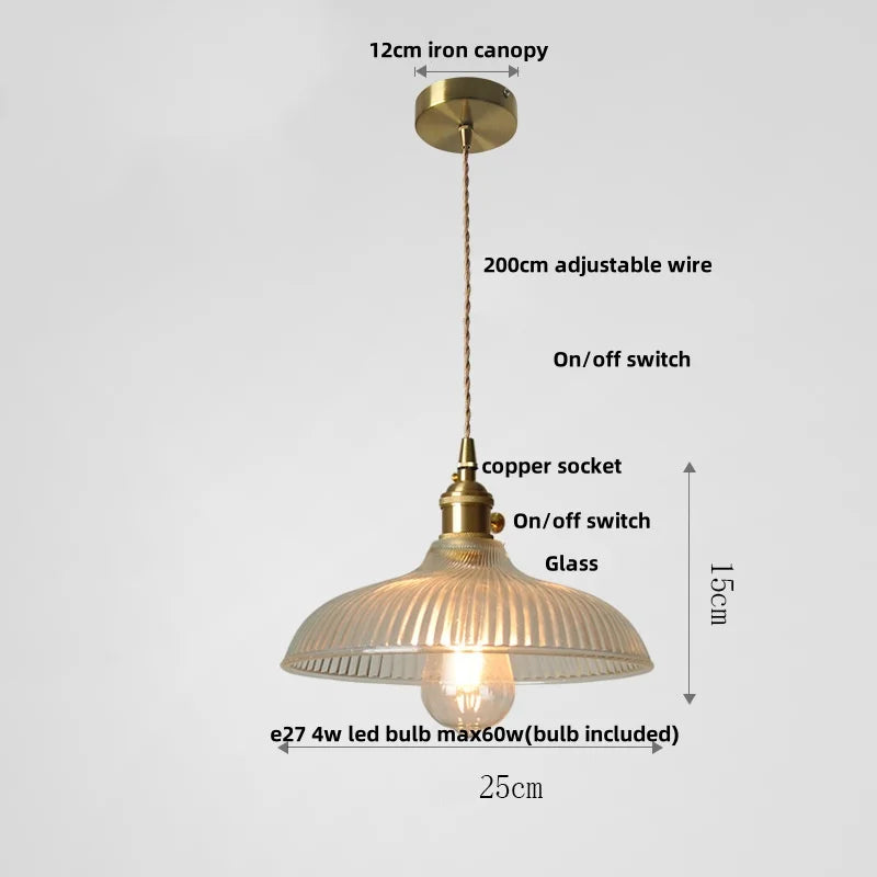 DecorBites™ Green Glass Walnut Wood LED Pendant Light, Nordic Modern Hanging Lamp
