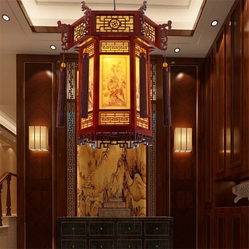 DecorBites™ Bamboo Lantern Pendant Lights: Classical Beauty for Living or Dining Room Decor