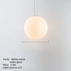 Nordic White Glass Globe Pendant Light With Iron Finish