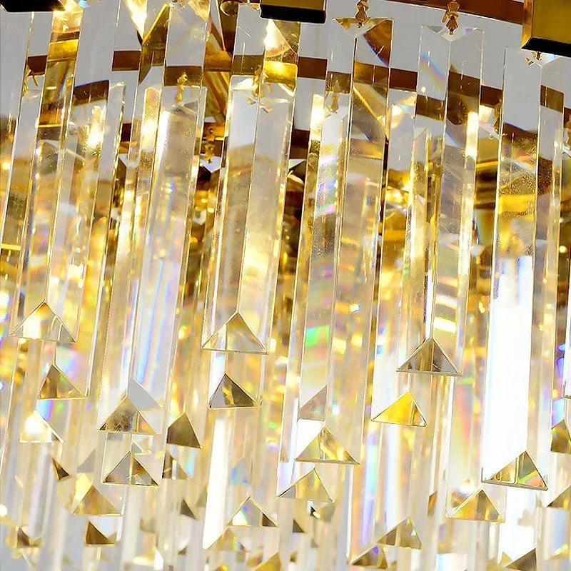 DecorBites™ ثريا كريستال ذهبية بتقنية LED للسقف لغرفة المعيشة والردهة