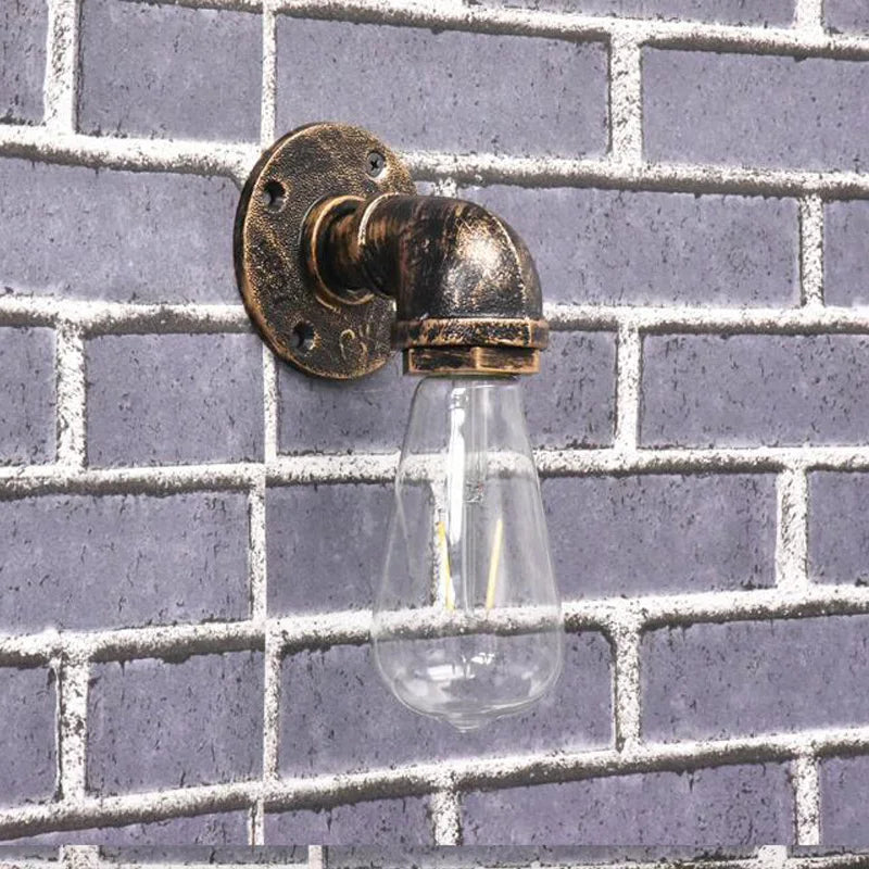 DecorBites™ Industrial Iron Pipe Wall Sconce for Bedroom, Cafe, and Restaurant