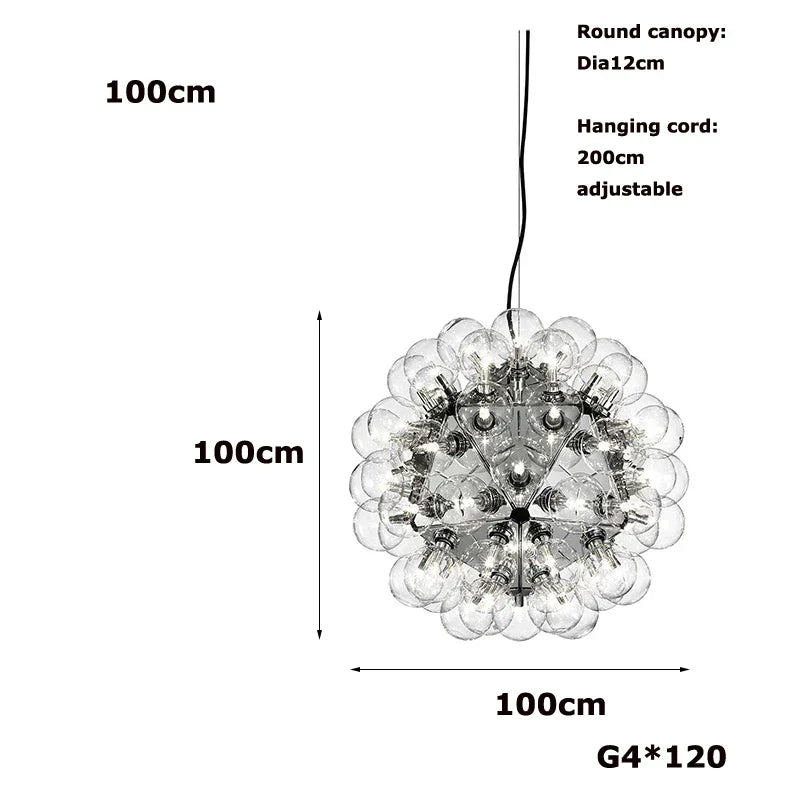 ثريا دانتليون زجاجية DecorBites™ بإضاءة LED G4 - ذهبية بلمسة كروم سوداء