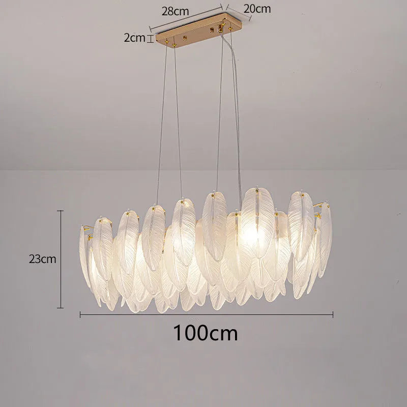 Feather Glass Gold Pendant Light