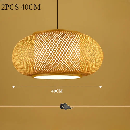 Japanese Bamboo Woven Lantern Pendant Light