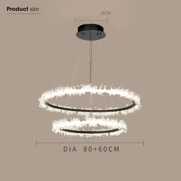 DecorBites™ ثريا ذهبية كريستالية للحلقات لغرفة المعيشة وديكور المطعم