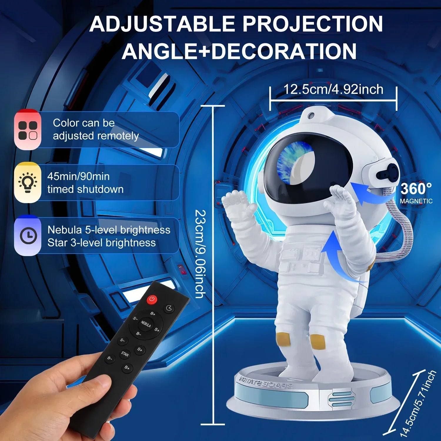 DecorBites™ Galaxy Astronaut Starry Projector Night Light for Bedroom Kids Gift