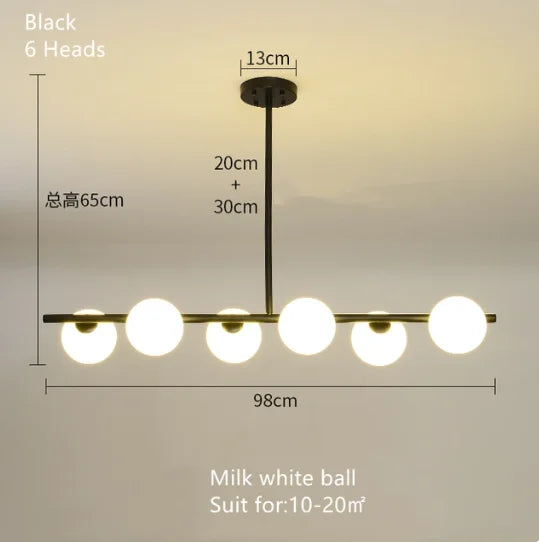مصباح معلق DecorBites™ الذهبي الكروي الزجاجي LED لإنارة المطابخ وغرف الطعام