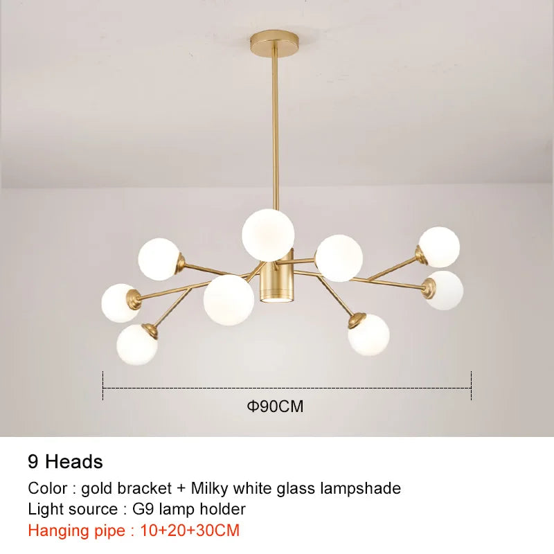 DecorBites™ Black Chandelier: Luxury Glass Pendant Light for Home, Bedroom, or Living Room