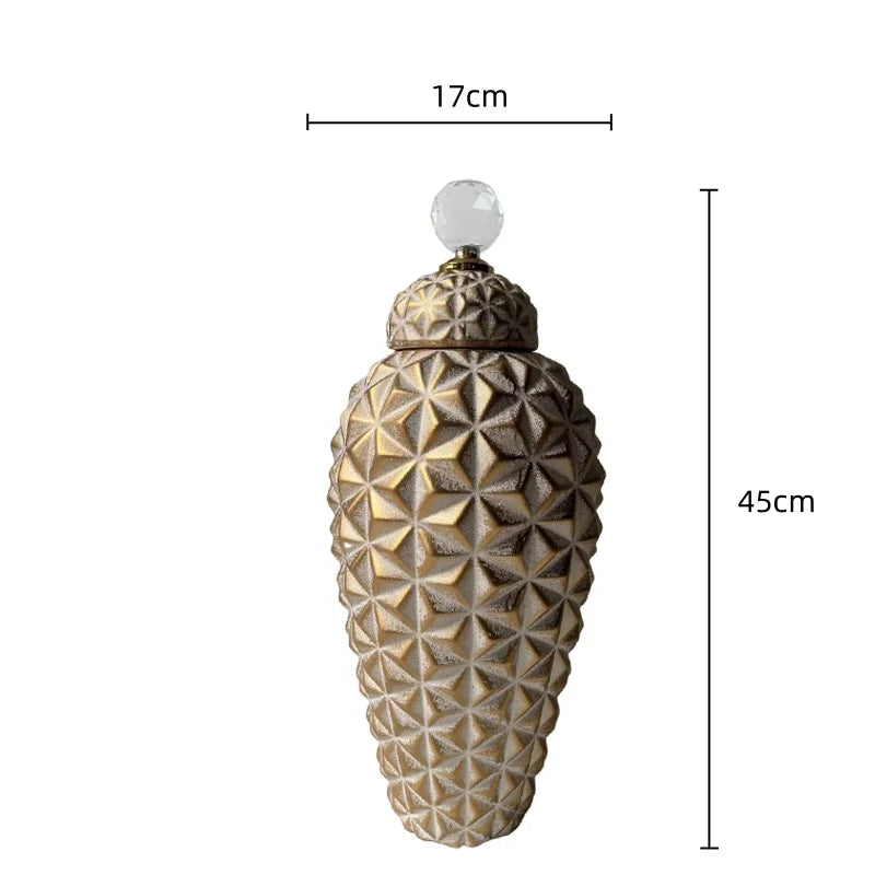 DecorBites™ Geometric Diamond Ceramic Vase: Stylish Flower Arrangement Décor Jar