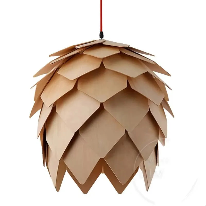 Nordic Pinecone Oak Wood Pendant Light