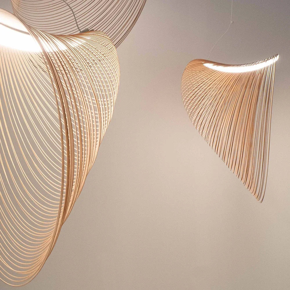 DecorBites™ Bird's Nest LED Pendant Lights Wooden Acrylic Chandelier Dining Room Lighting