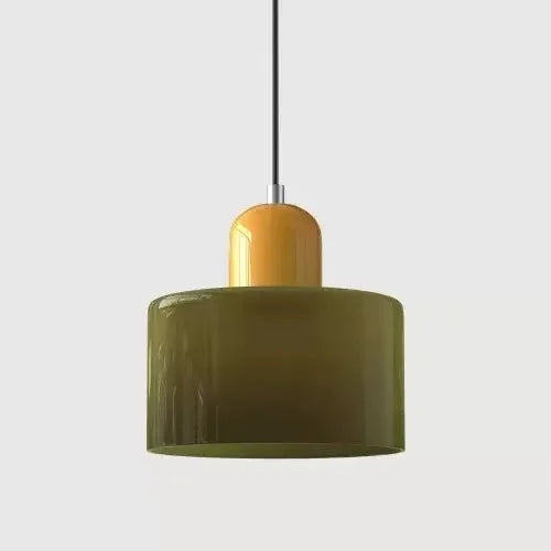 Vintage Stained Glass Mini Pendant Light in Pink Green White